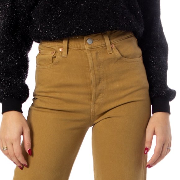 LEVI'S Ribcage Straight Ankle Brown Tan Jeans NWT - Picture 4 of 8